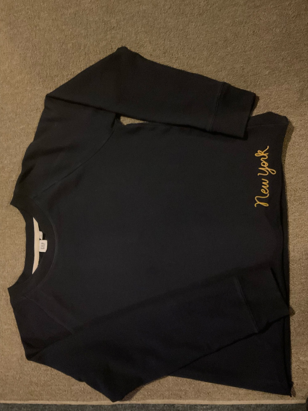 Navy blue Sweatshirt with Gold "New York" Script